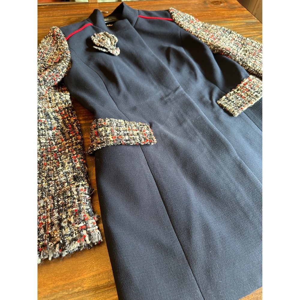 EUC Vintage Classic Navy Tweed-Sleeve Womens Coat